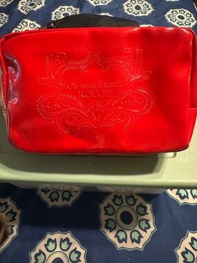 Christian Lacroix Red Embossed Patent Cosmetic Pouch
